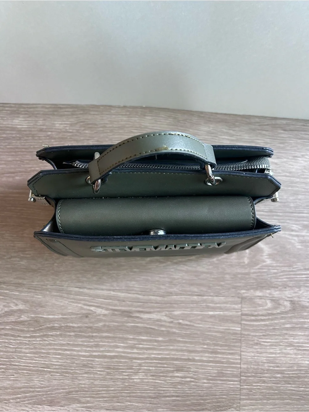 Steve Madden Bevelyn Satchel Crossbody Bag Olive Green w/ Pouch